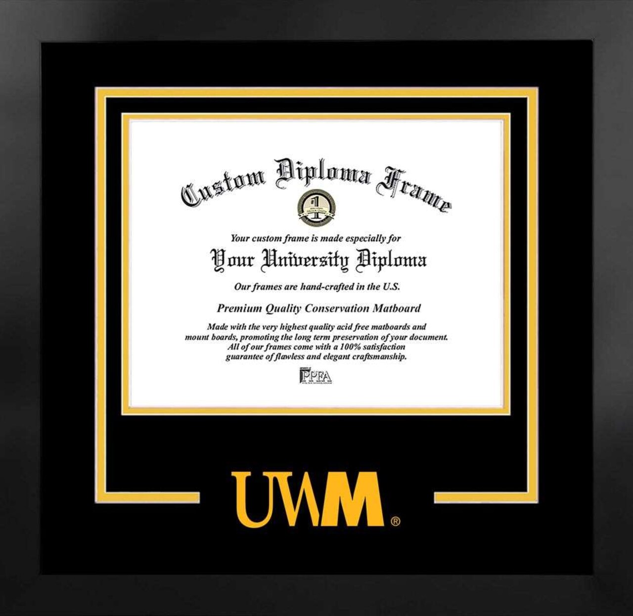 University of Wisconsin, Milwaukee 10w x 8h Spirit Diploma Manhattan Black Frame with Bonus Campus Images Lithograph (value savings $59)